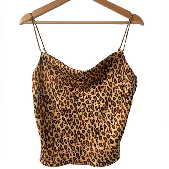 Zara Tops - Zara Leopard print silky tank top with adjustable strap. Size L